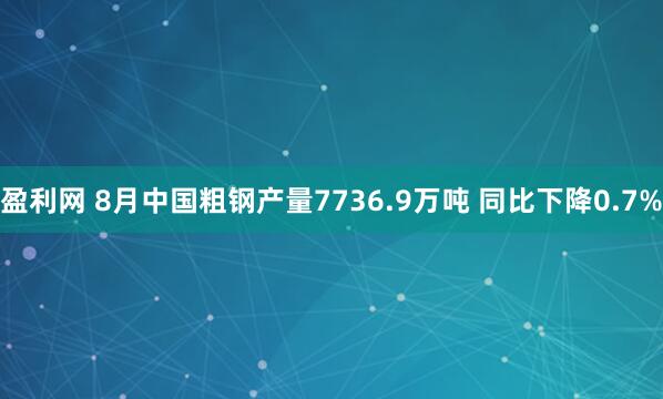 盈利网 8月中国粗钢产量7736.9万吨 同比下降0.7%